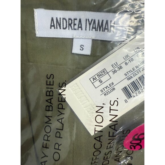 Andrea‎ Iyamah Nia Culotte Jumpsuit Green Size S Cropped Pant Bubble Sleeve - Picture 5 of 13